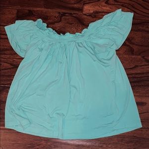 turquoise off the shoulder top